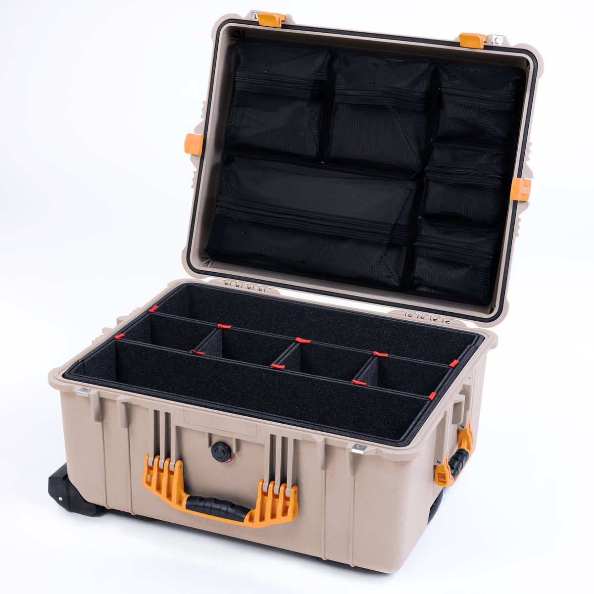 Pelican 1610 Case, Desert Tan with Yellow Handles and Latches ColorCase 