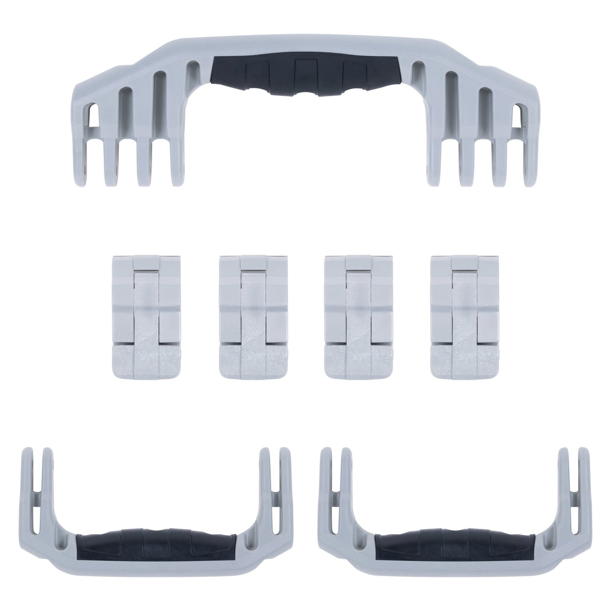 Pelican 1610 Replacement Handles &amp; Latches - Silver (Set of 3 Handles, 4 Latches) -