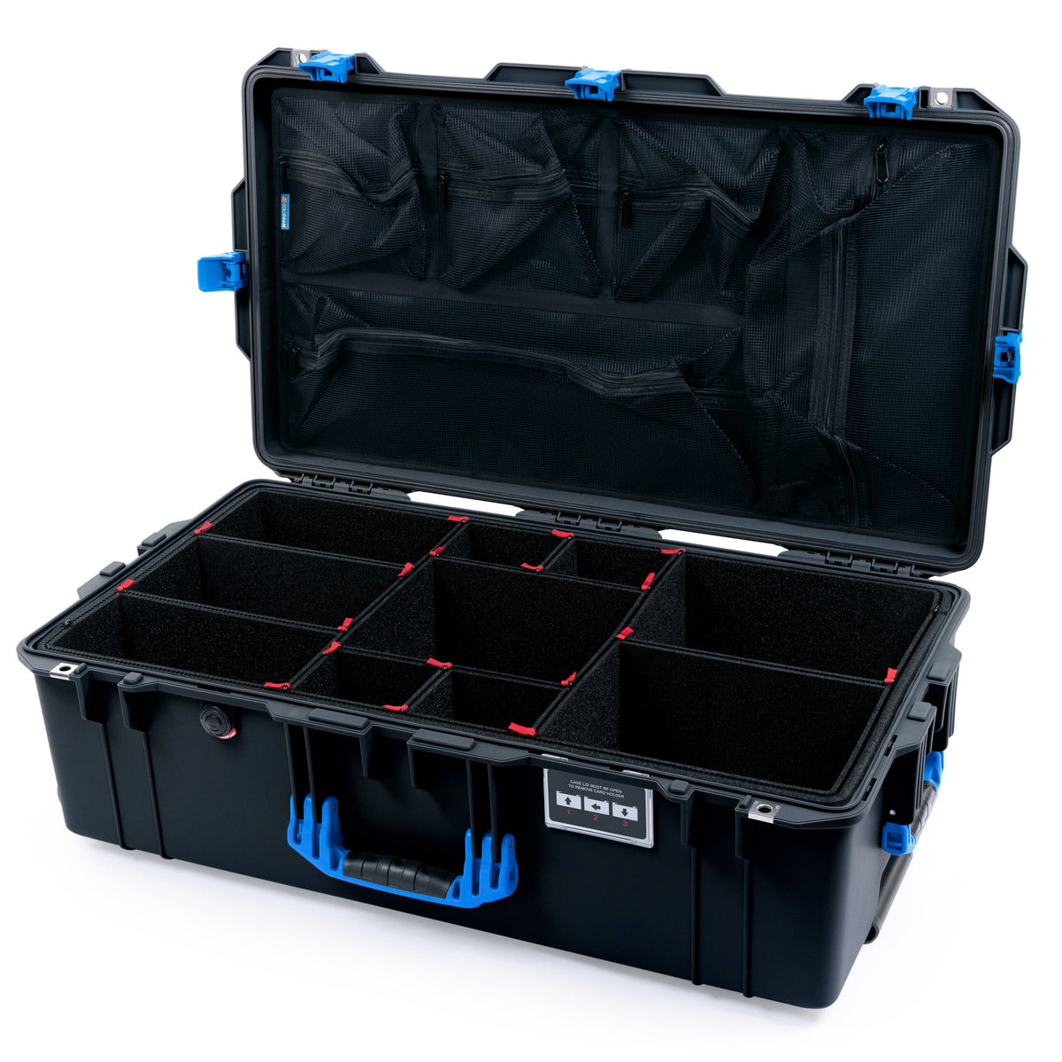 Pelican 1615 Air Case - Black &amp; Blue TrekPak Divider System / Mesh Lid Organizer ColorCase 016150-0120-110-121