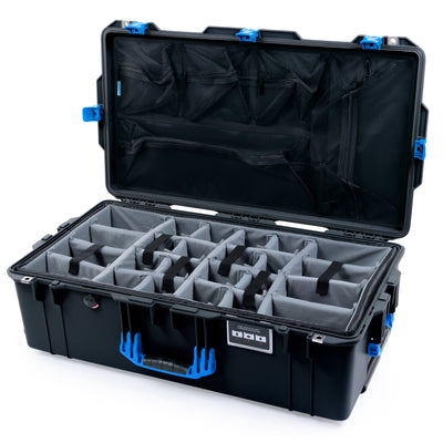 Pelican 1615 Air Case - Black & Blue Trolley Padded Microfiber Dividers / Mesh Lid Organizer ColorCase 016150-0170-110-121-120