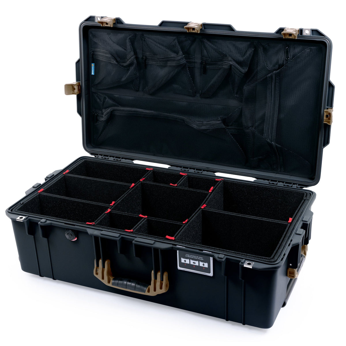 Pelican 1615 Air Case - Black &amp; Dark Desert Dirt TrekPak Divider System / Mesh Lid Organizer ColorCase 016150-0120-110-581