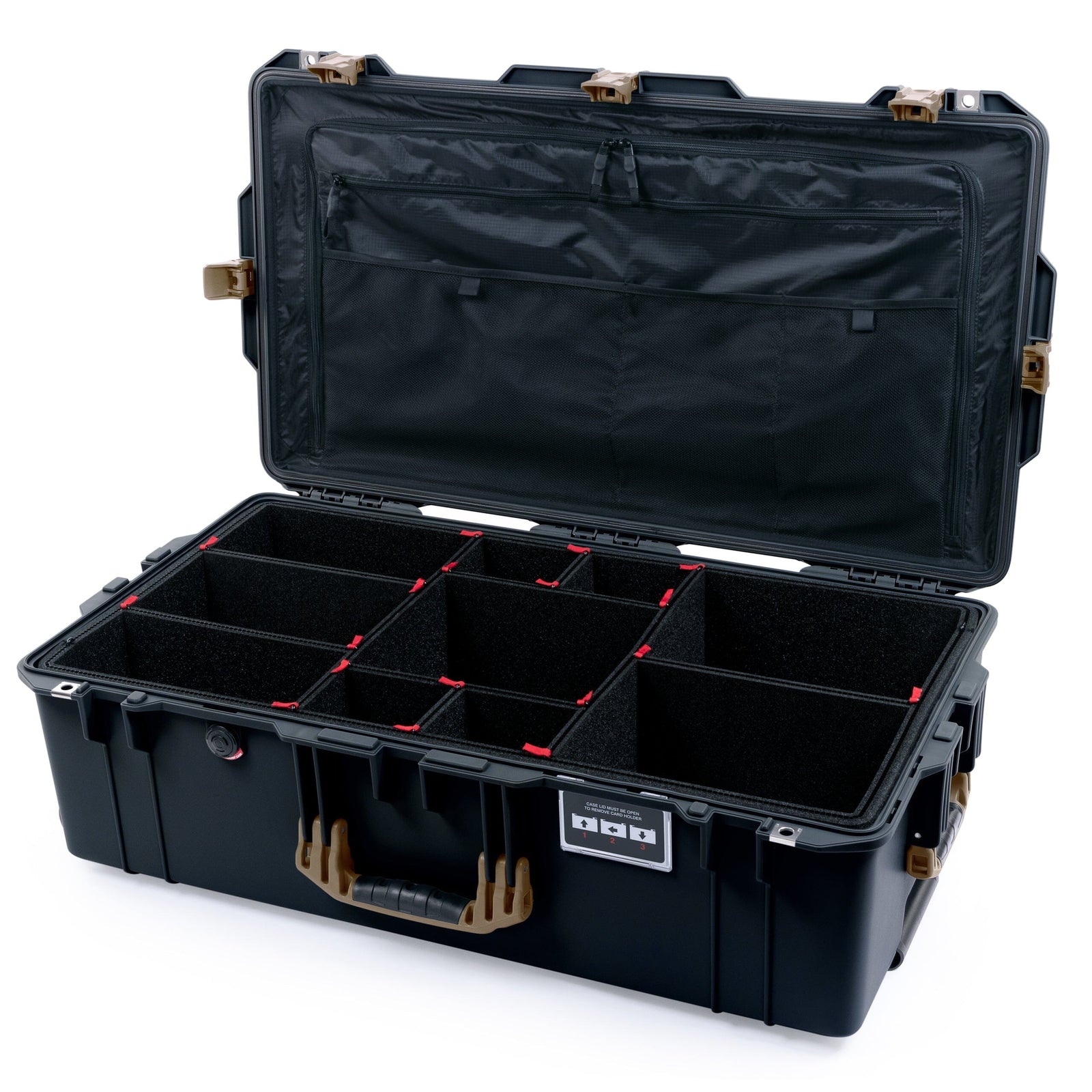 Pelican 1615 Air Case - Black & Dark Desert Dirt TrekPak Divider System / TRVL Lid Organizer ColorCase 016150-0320-110-581