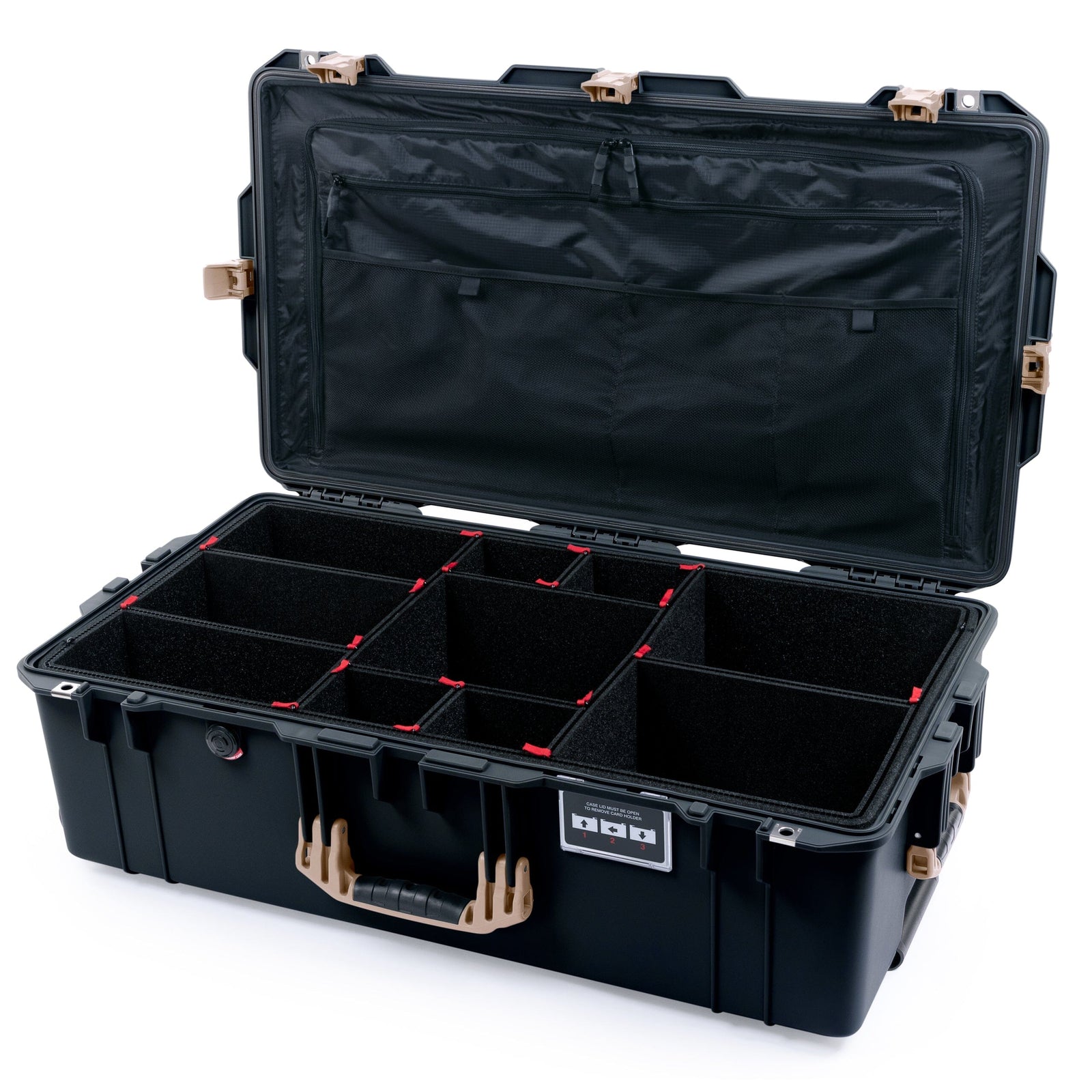 Pelican 1615 Air Case - Black & Desert Tan TrekPak Divider System / TRVL Lid Organizer ColorCase 016150-0320-110-311