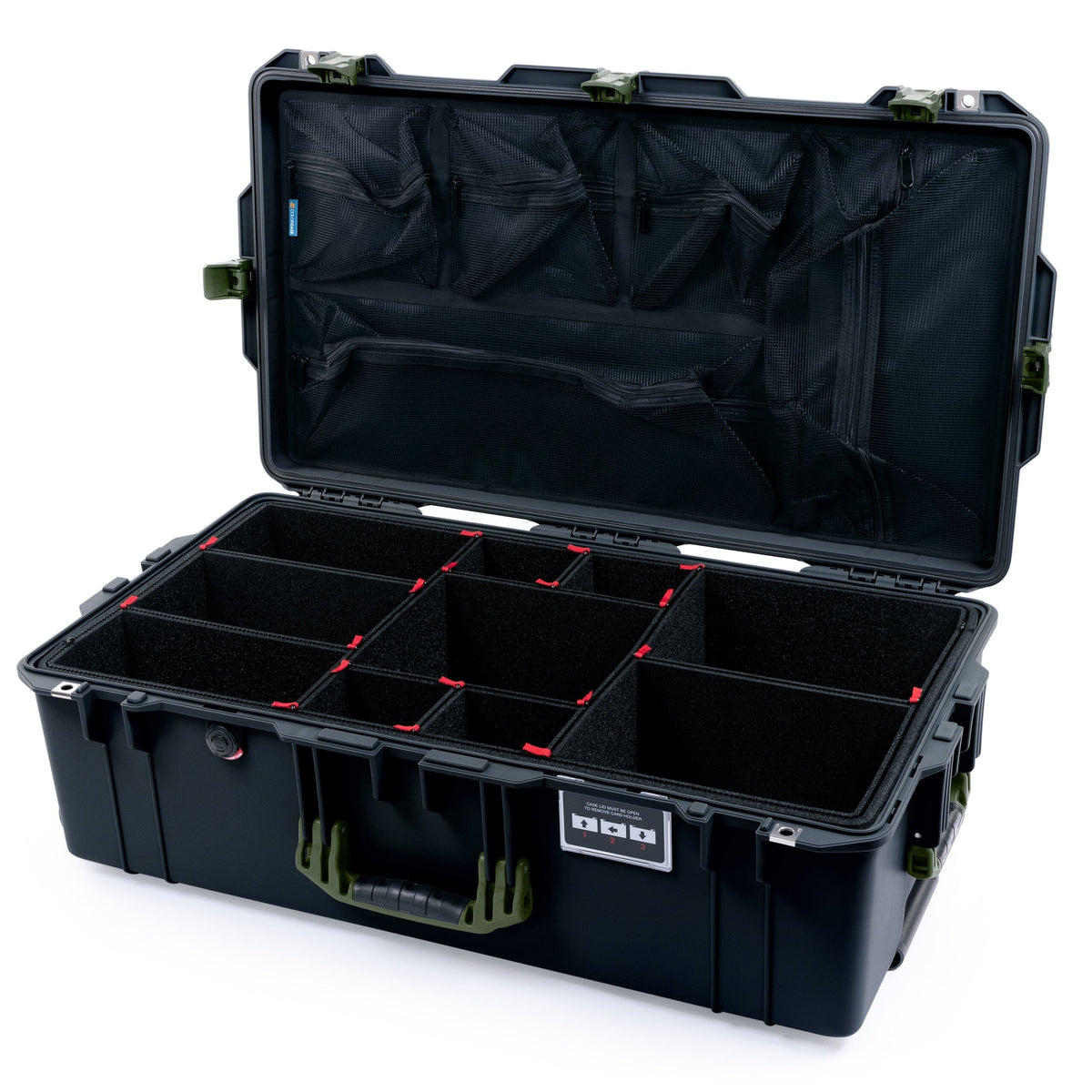 Pelican 1615 Air Case - Black &amp; OD Green TrekPak Divider System / Mesh Lid Organizer ColorCase 016150-0120-110-131