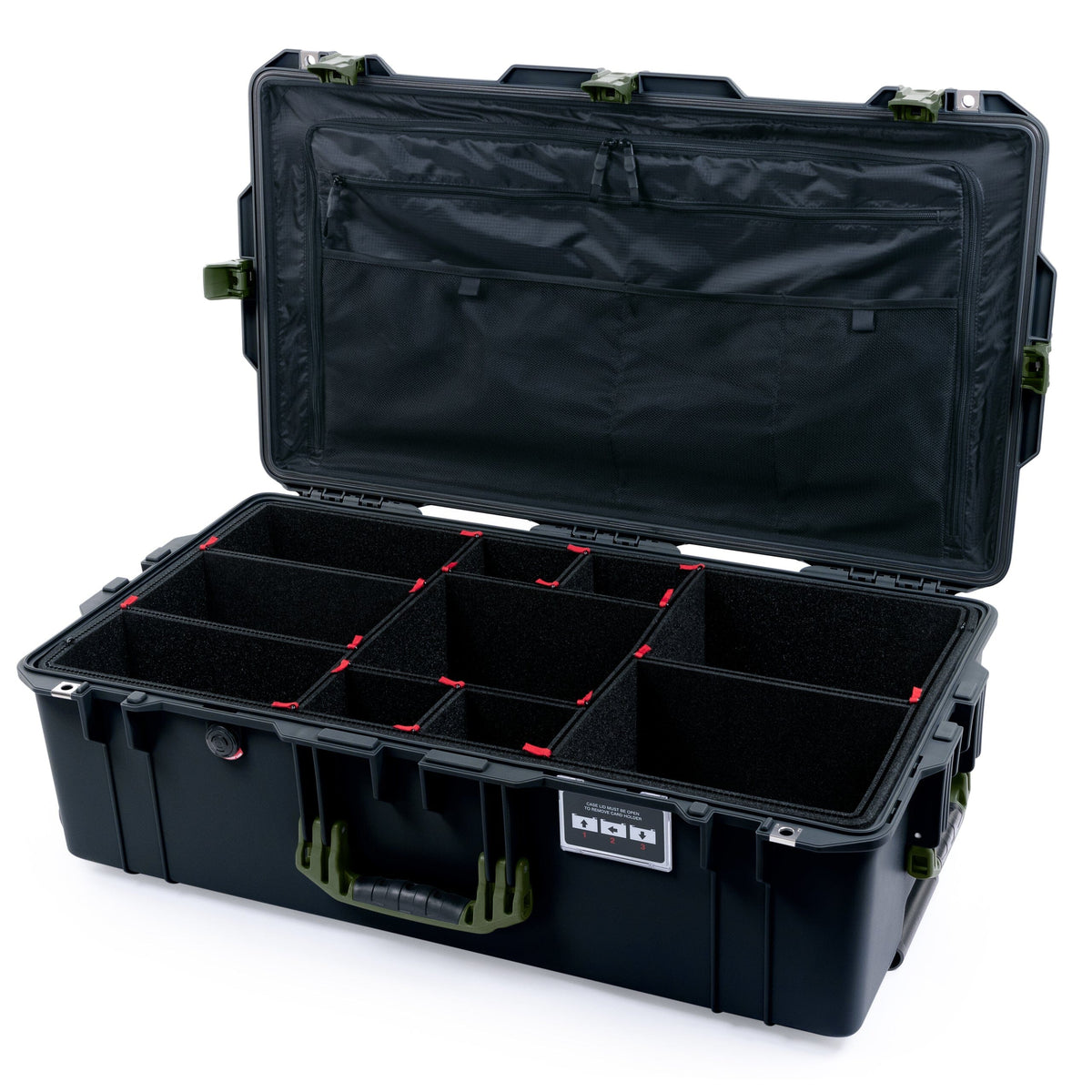 Pelican 1615 Air Case - Black &amp; OD Green TrekPak Divider System / TRVL Lid Organizer ColorCase 016150-0320-110-131