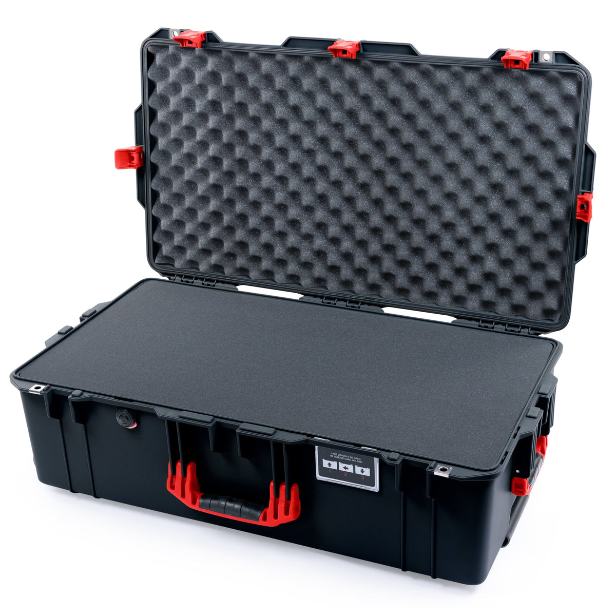 Pelican 1615 Air Case - Black &amp; Red Trolley Pick &amp; Pluck Foam / Convoluted Lid Foam ColorCase 016150-0001-110-321-320