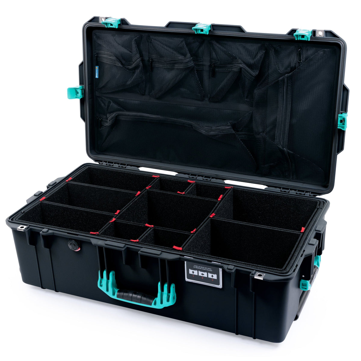 Pelican 1615 Air Case - Black &amp; Teal TrekPak Divider System / Mesh Lid Organizer ColorCase 016150-0120-110-591