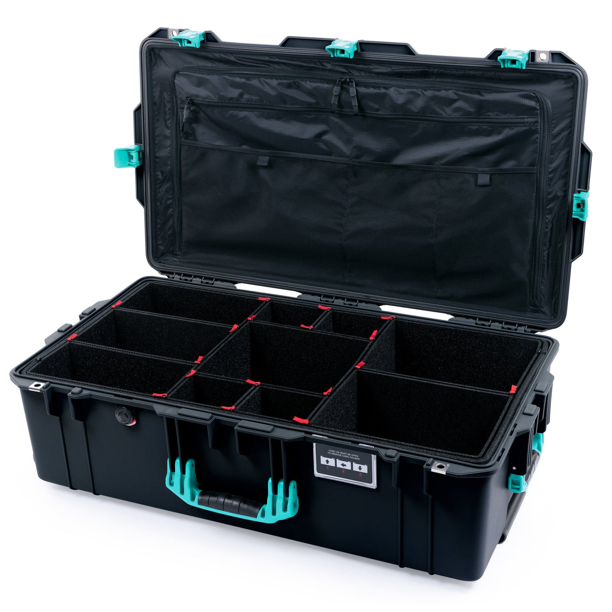 Pelican 1615 Air Case - Black &amp; Teal TrekPak Divider System / TRVL Lid Organizer ColorCase 016150-0320-110-591