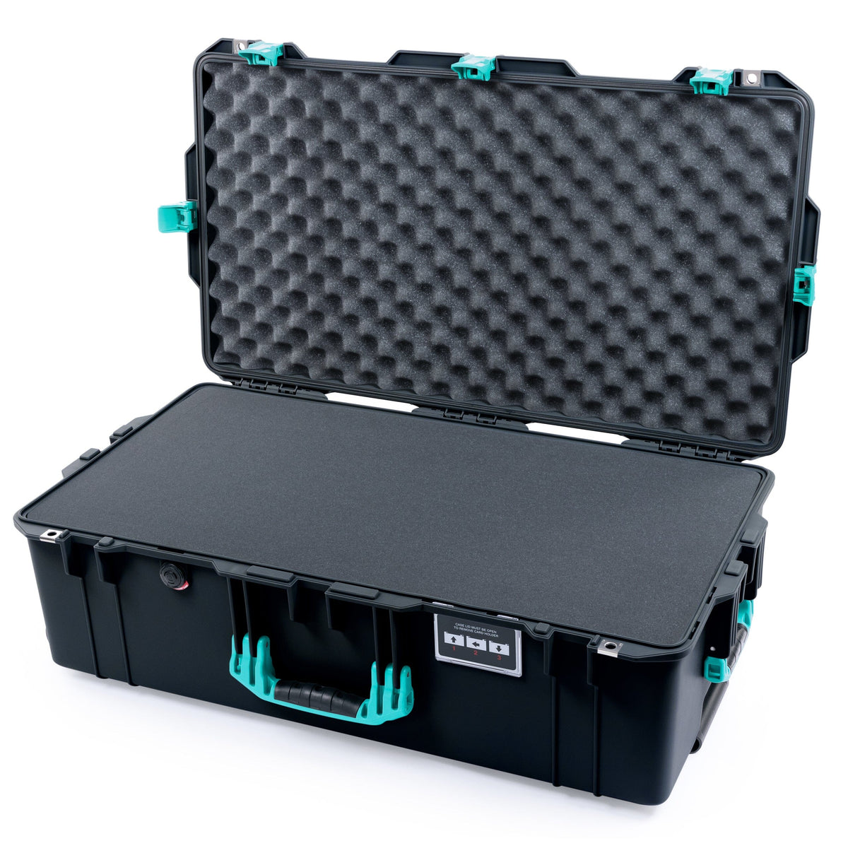 Pelican 1615 Air Case - Black &amp; Teal Trolley Pick &amp; Pluck Foam / Convoluted Lid Foam ColorCase 016150-0001-110-591-590