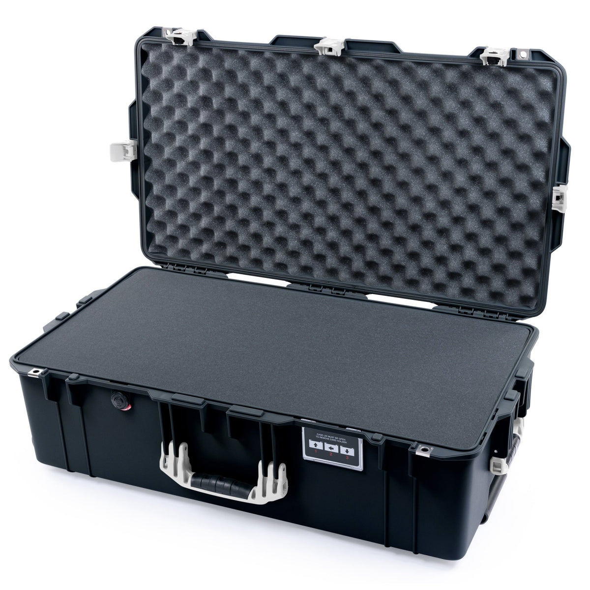Pelican 1615 Air Case - Black & White TSA Latches - Pick & Pluck Foam / Convoluted Lid Foam