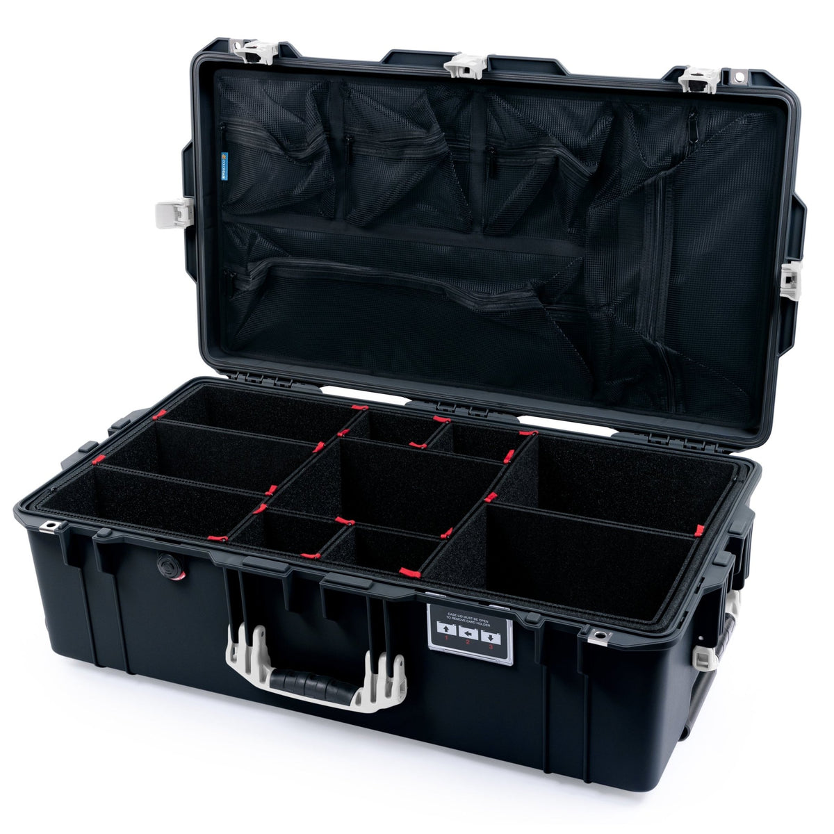 Pelican 1615 Air Case - Black & White TSA Latches - TrekPak Divider System / Mesh Lid Organizer