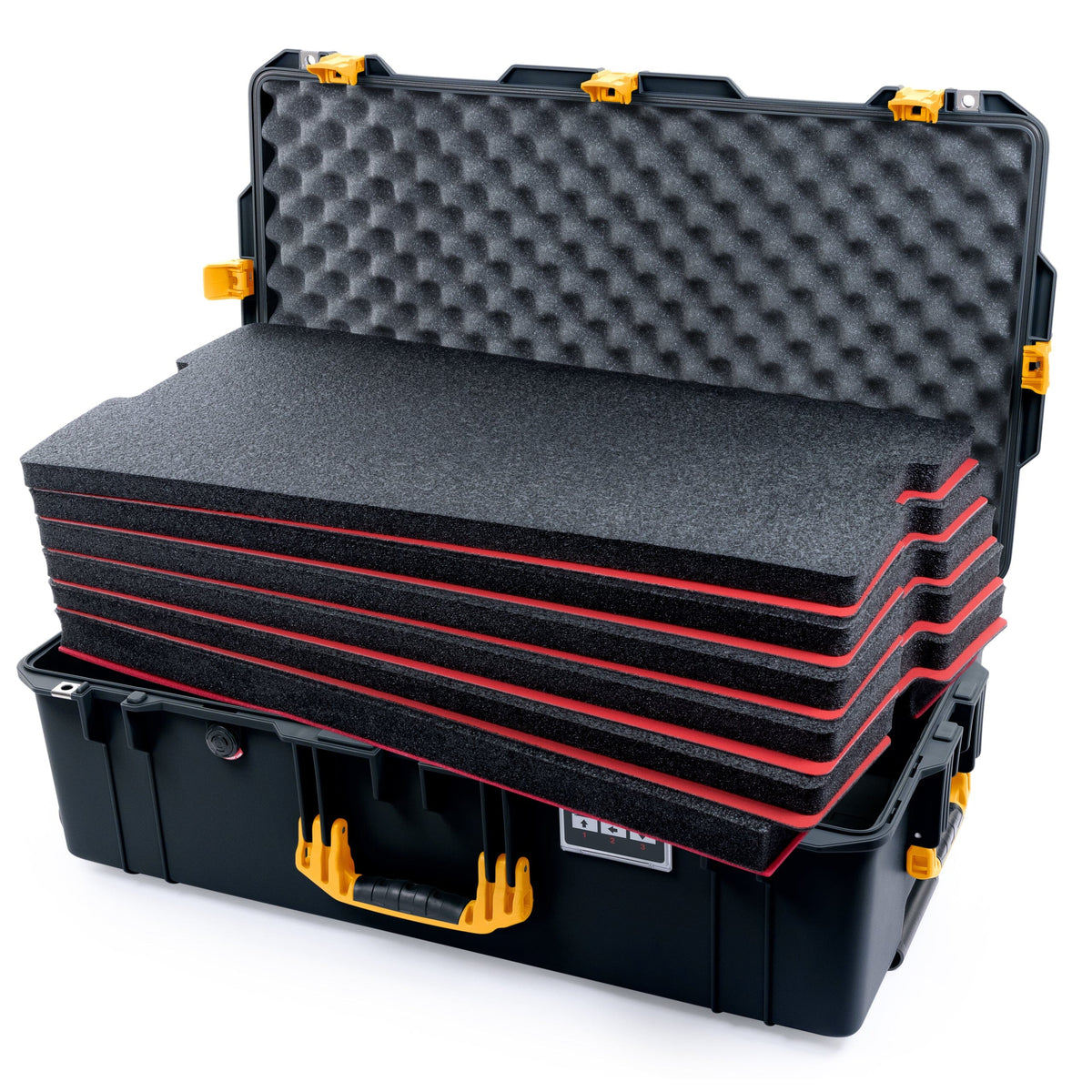 Pelican 1615 Air Case - Black &amp; Yellow Trolley DIY Tool Foam Kit / Convoluted Lid Foam ColorCase 016150-0060-110-241-240
