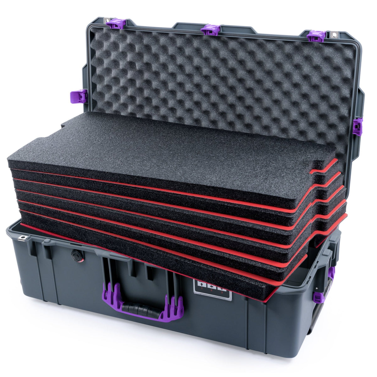Pelican 1615 Air Case - Charcoal &amp; Purple - DIY Tool Foam Kit / Convoluted Lid Foam