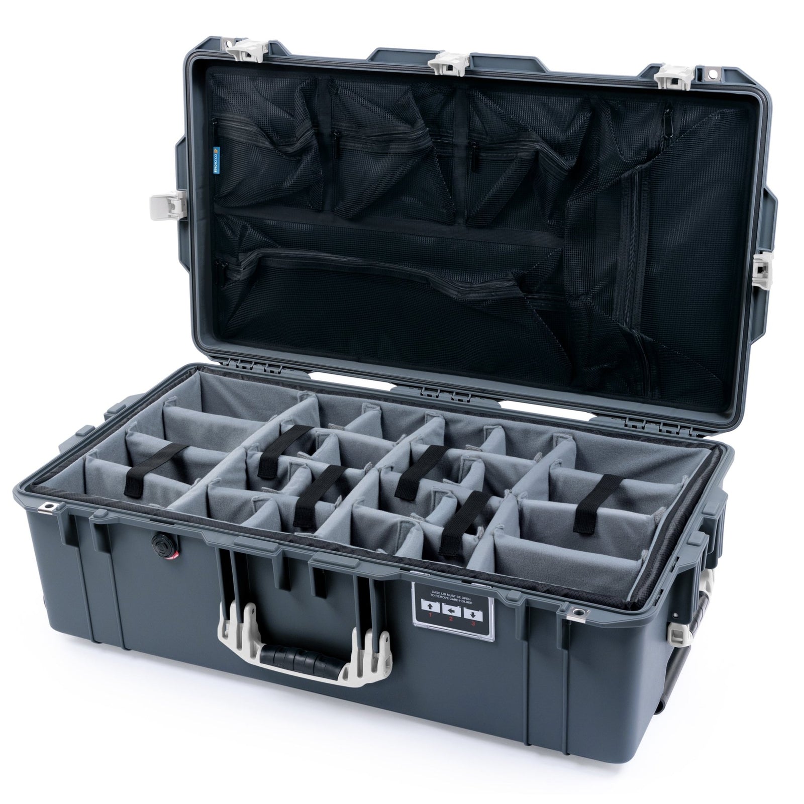 Pelican 1615 Air Case - Charcoal & White - Padded Microfiber Dividers / Mesh Lid Organizer