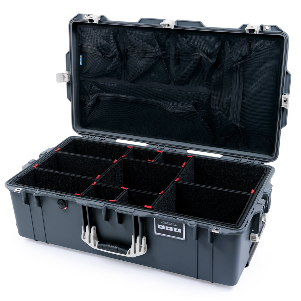 Pelican 1615 Air Case - Charcoal & White TSA Latches + Trolley - TrekPak Divider System / Mesh Lid Organizer