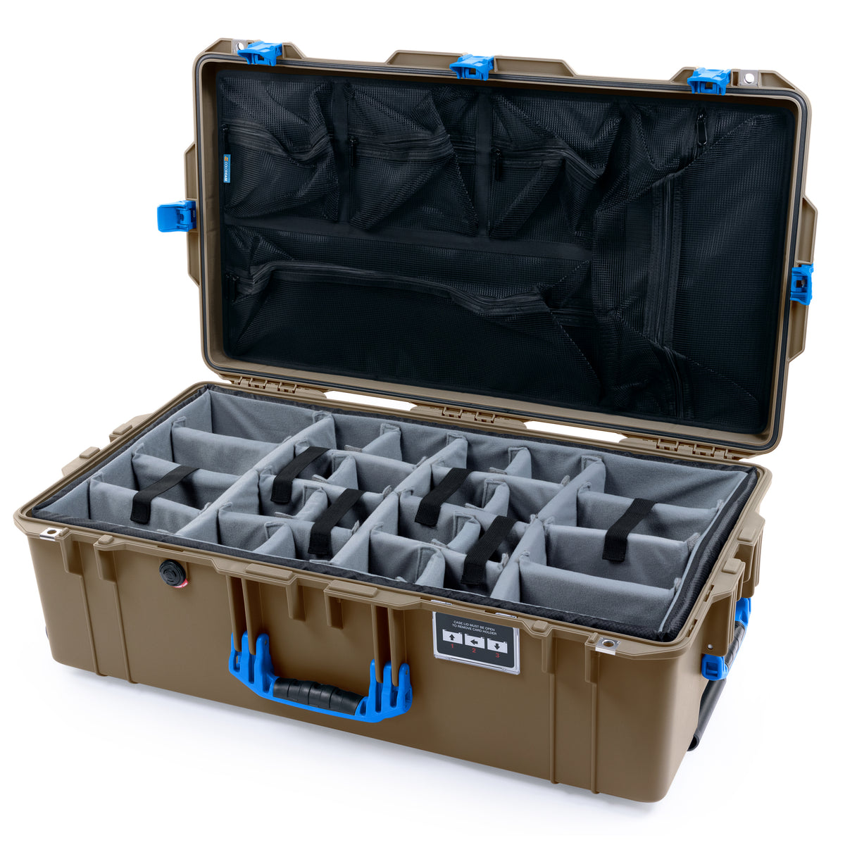 Pelican 1615 Air Case - Dark Desert Dirt &amp; Blue Trolley