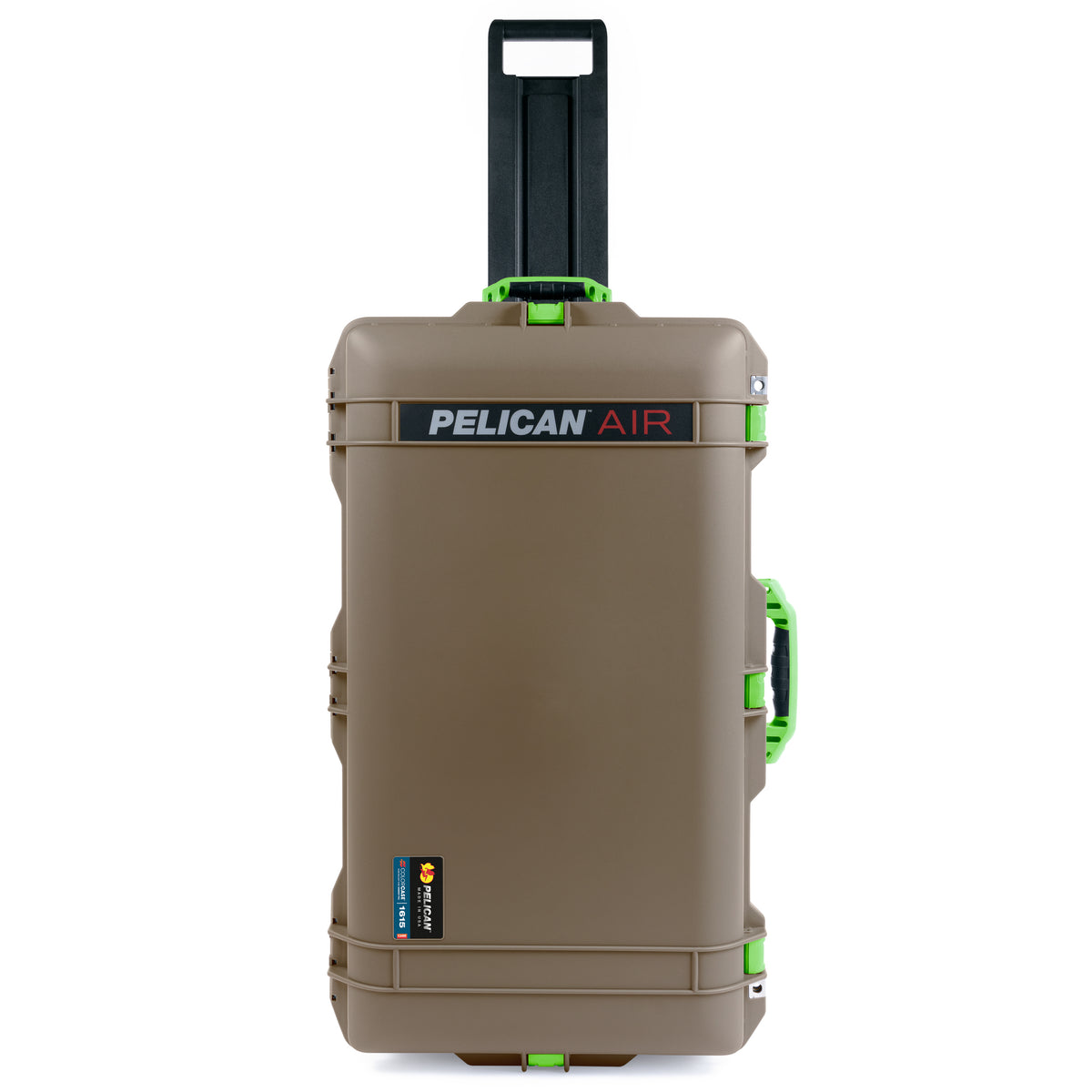 Pelican 1615 Air Case - Dark Desert Dirt &amp; Lime Green Trolley