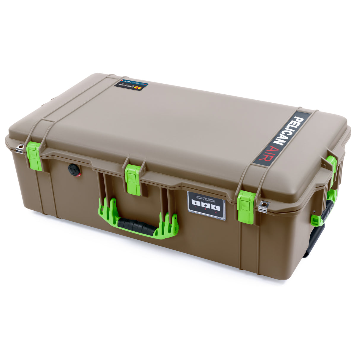 Pelican 1615 Air Case - Dark Desert Dirt &amp; Lime Green Trolley