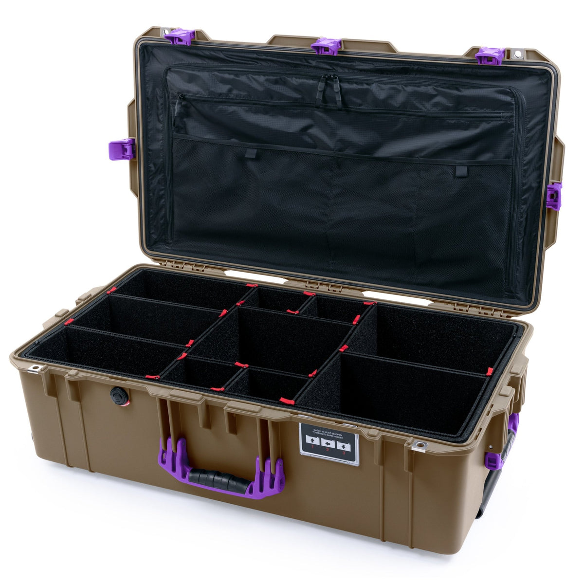 Pelican 1615 Air Case - Dark Desert Dirt &amp; Purple - TrekPak Divider System / TRVL Lid Organizer