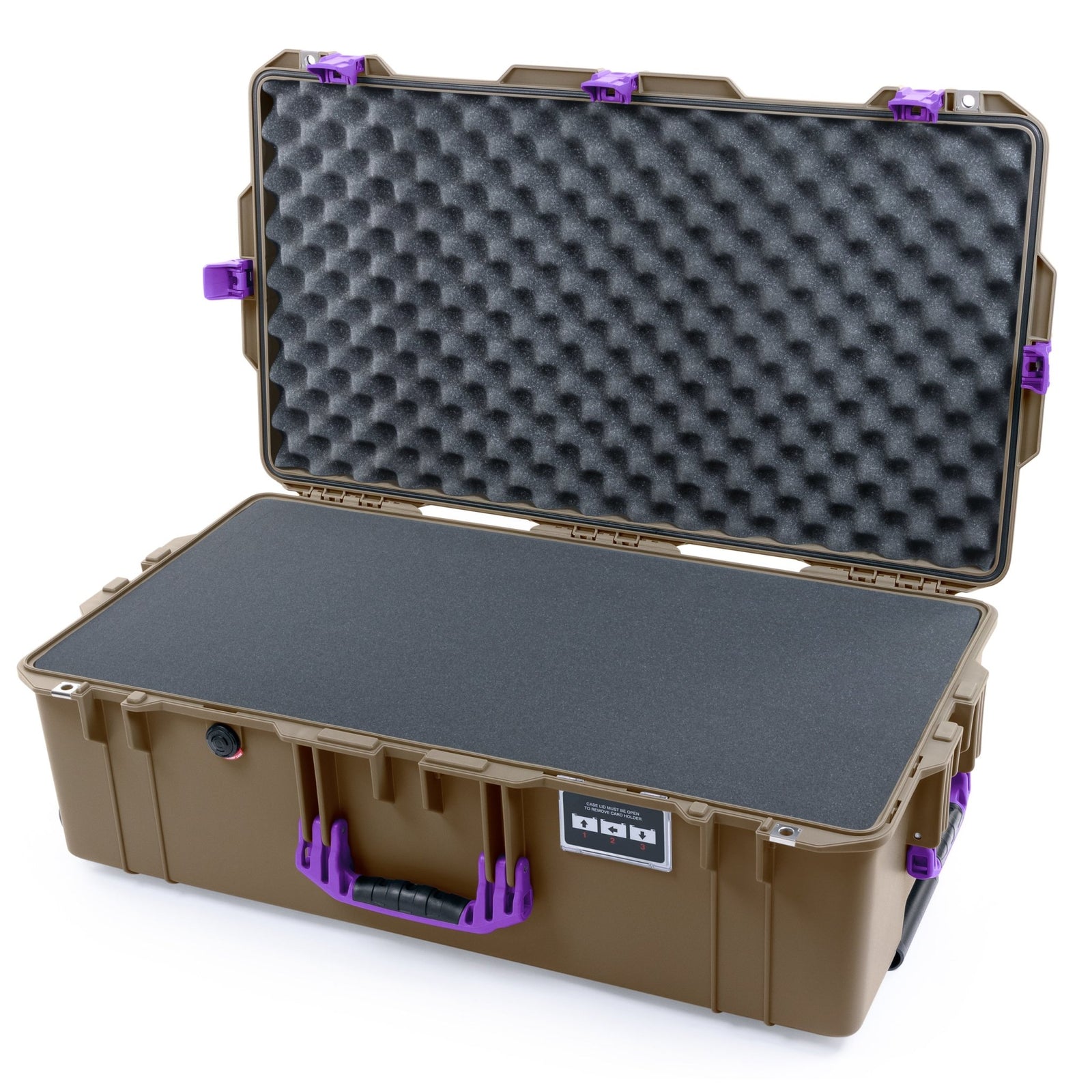 Pelican 1615 Air Case - Dark Desert Dirt & Purple Trolley - Pick & Pluck Foam / Convoluted Lid Foam