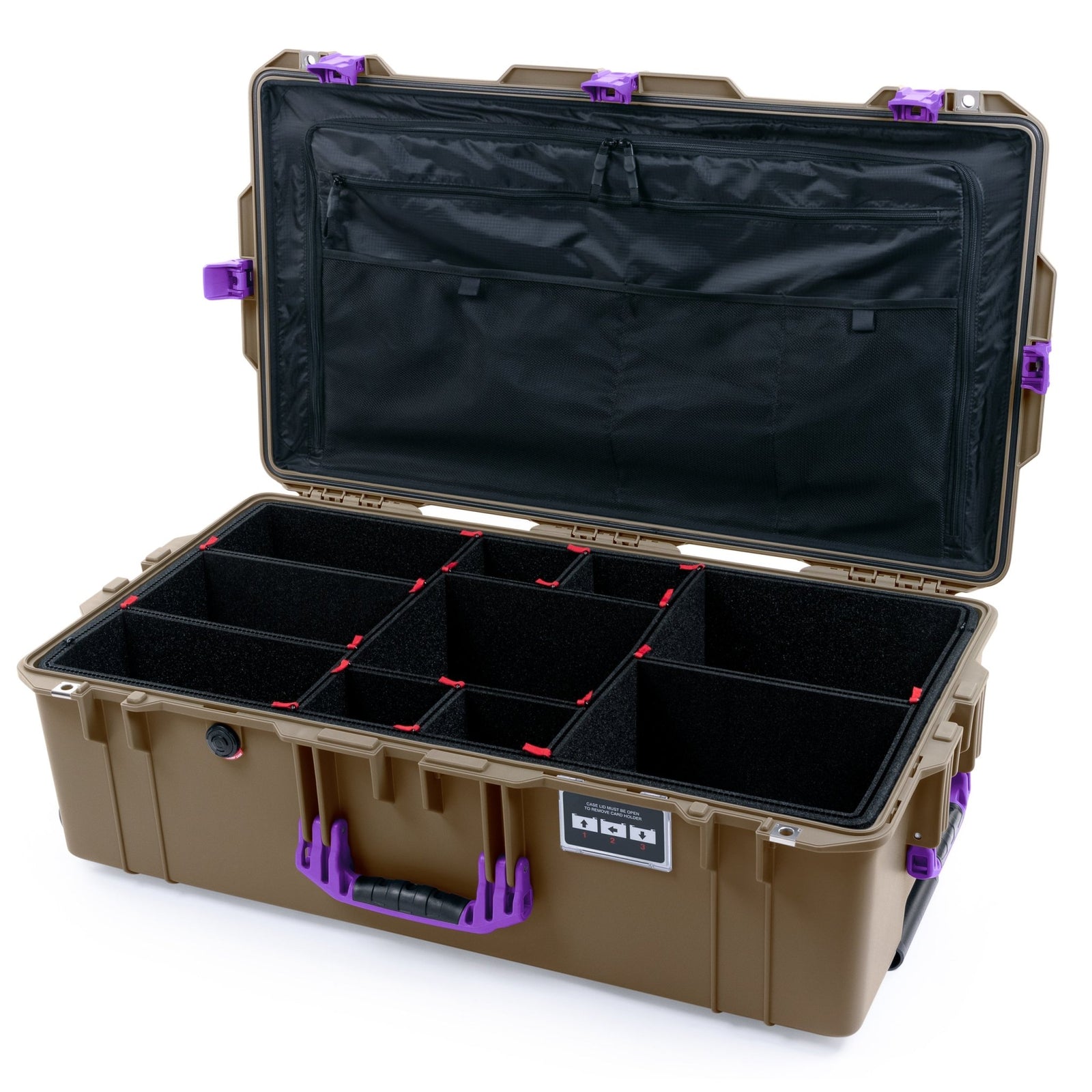 Pelican 1615 Air Case - Dark Desert Dirt & Purple Trolley - TrekPak Divider System / TRVL Lid Organizer