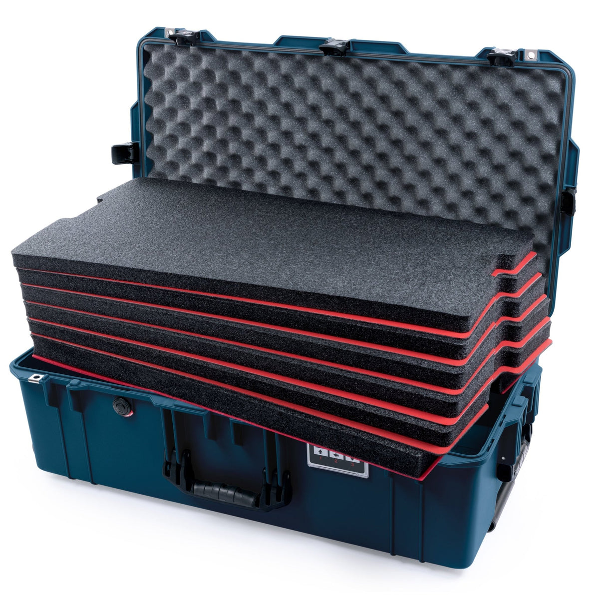 Pelican 1615 Air Case - Deep Pacific & Black TSA Latches - DIY Tool Foam Kit / Convoluted Lid Foam