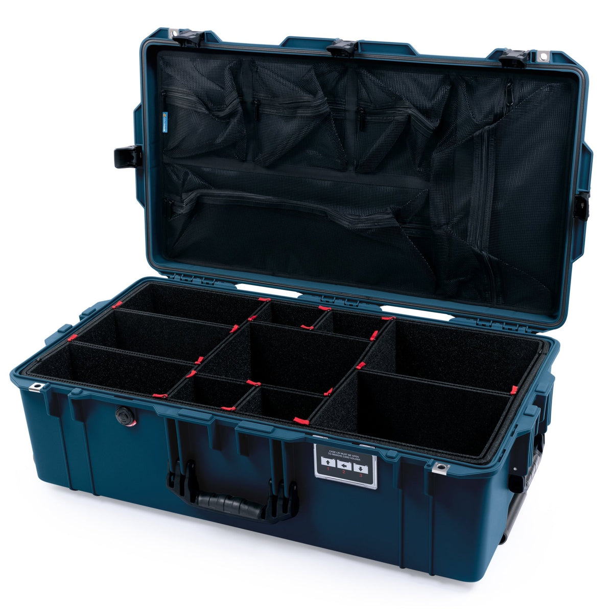 Pelican 1615 Air Case - Deep Pacific & Black Trolley - TrekPak Divider System / Mesh Lid Organizer