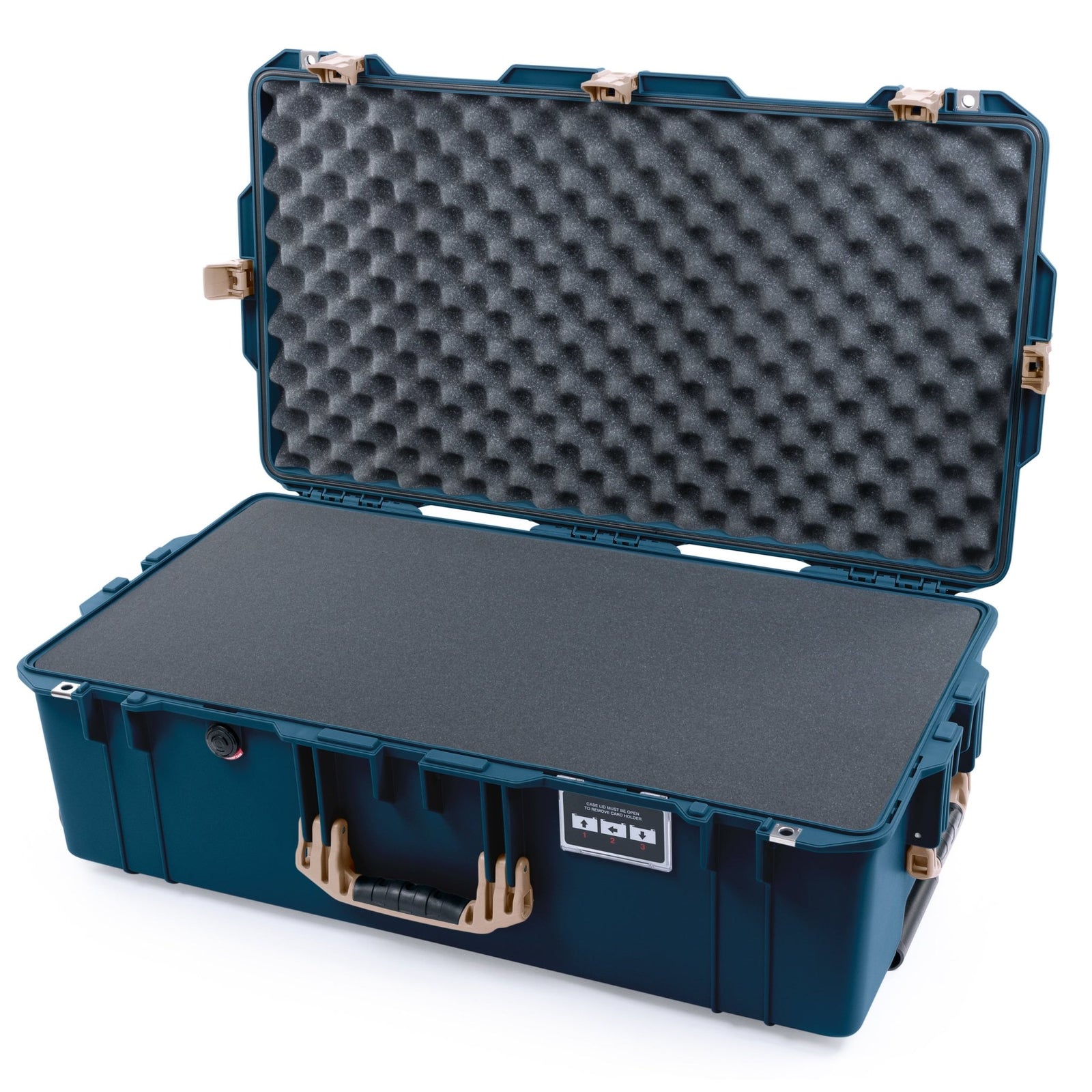 Pelican 1615 Air Case - Deep Pacific & Desert Tan Trolley - Pick & Pluck Foam / Convoluted Lid Foam