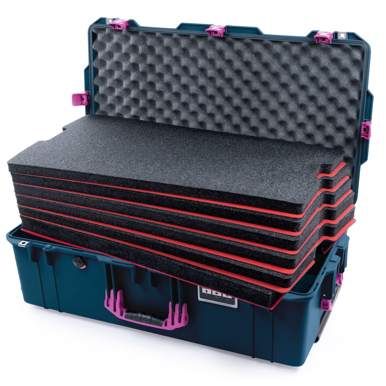 Pelican 1615 Air Case - Deep Pacific & Magenta - DIY Tool Foam Kit / Convoluted Lid Foam