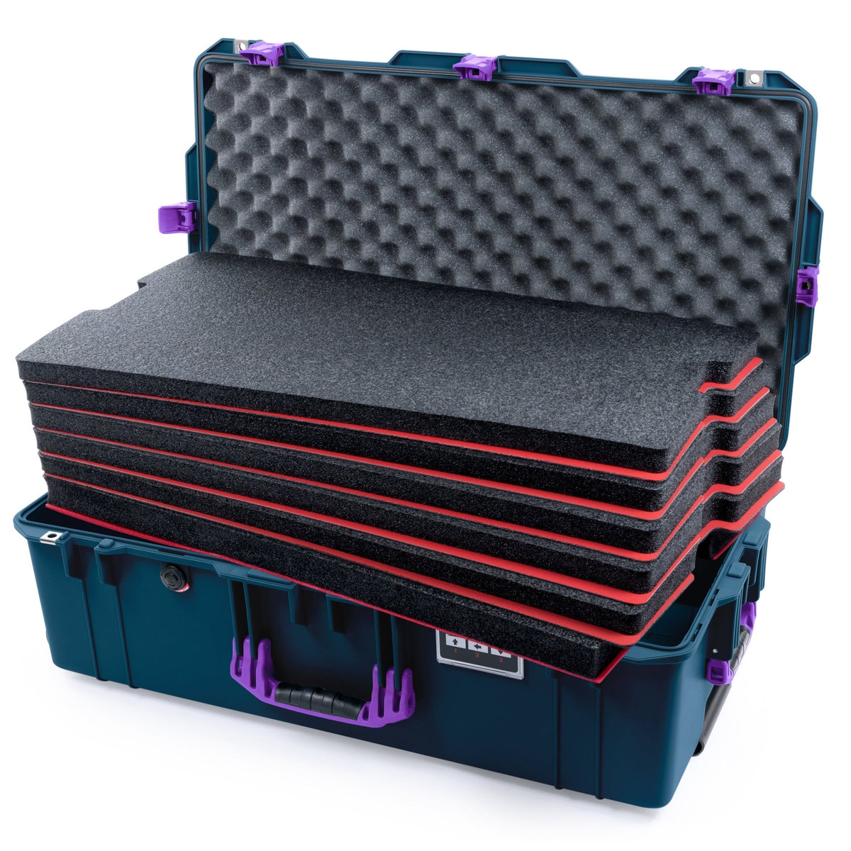 Pelican 1615 Air Case - Deep Pacific & Purple - DIY Tool Foam Kit / Convoluted Lid Foam