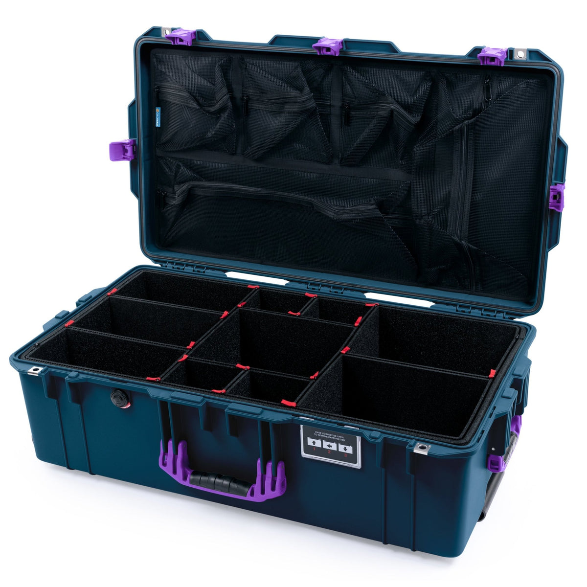 Pelican 1615 Air Case - Deep Pacific & Purple - TrekPak Divider System / Mesh Lid Organizer