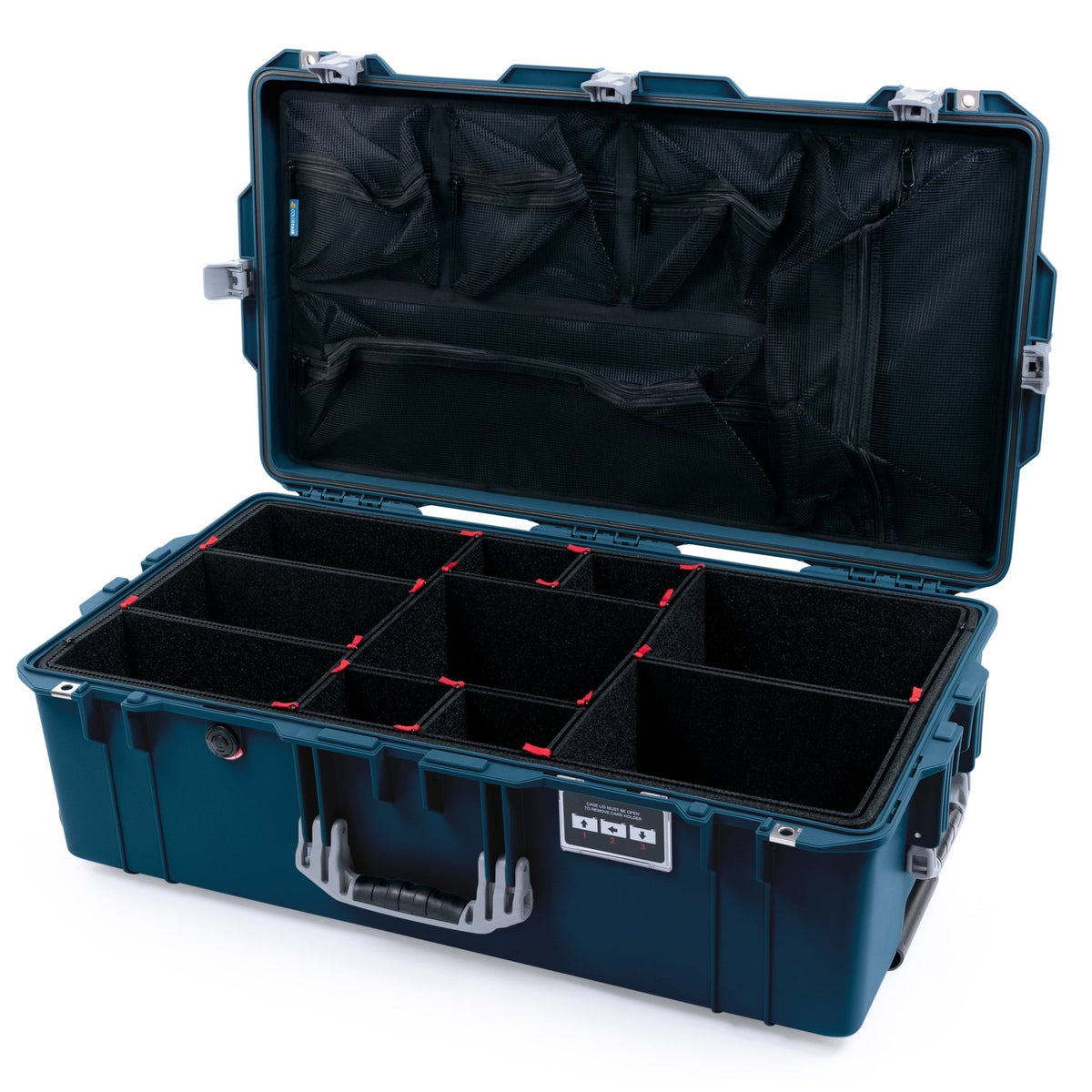 Pelican 1615 Air Case - Deep Pacific & Silver - TrekPak Divider System / Mesh Lid Organizer