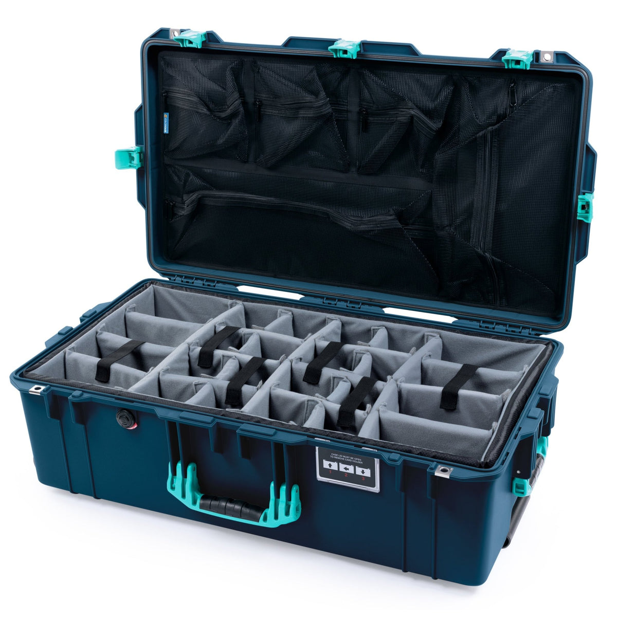 Pelican 1615 Air Case - Deep Pacific & Teal - Padded Microfiber Dividers / Mesh Lid Organizer
