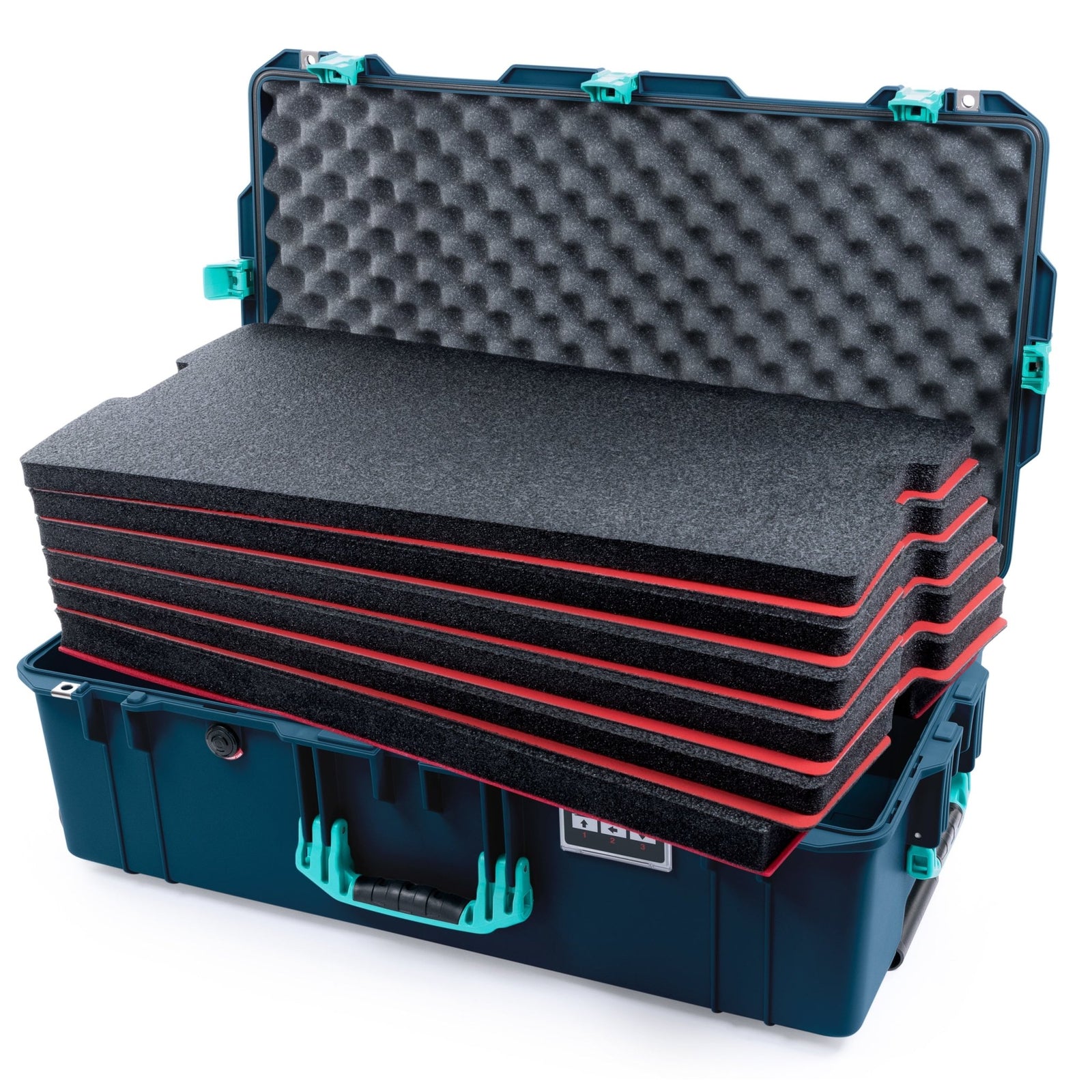 Pelican 1615 Air Case - Deep Pacific & Teal Trolley - DIY Tool Foam Kit / Convoluted Lid Foam