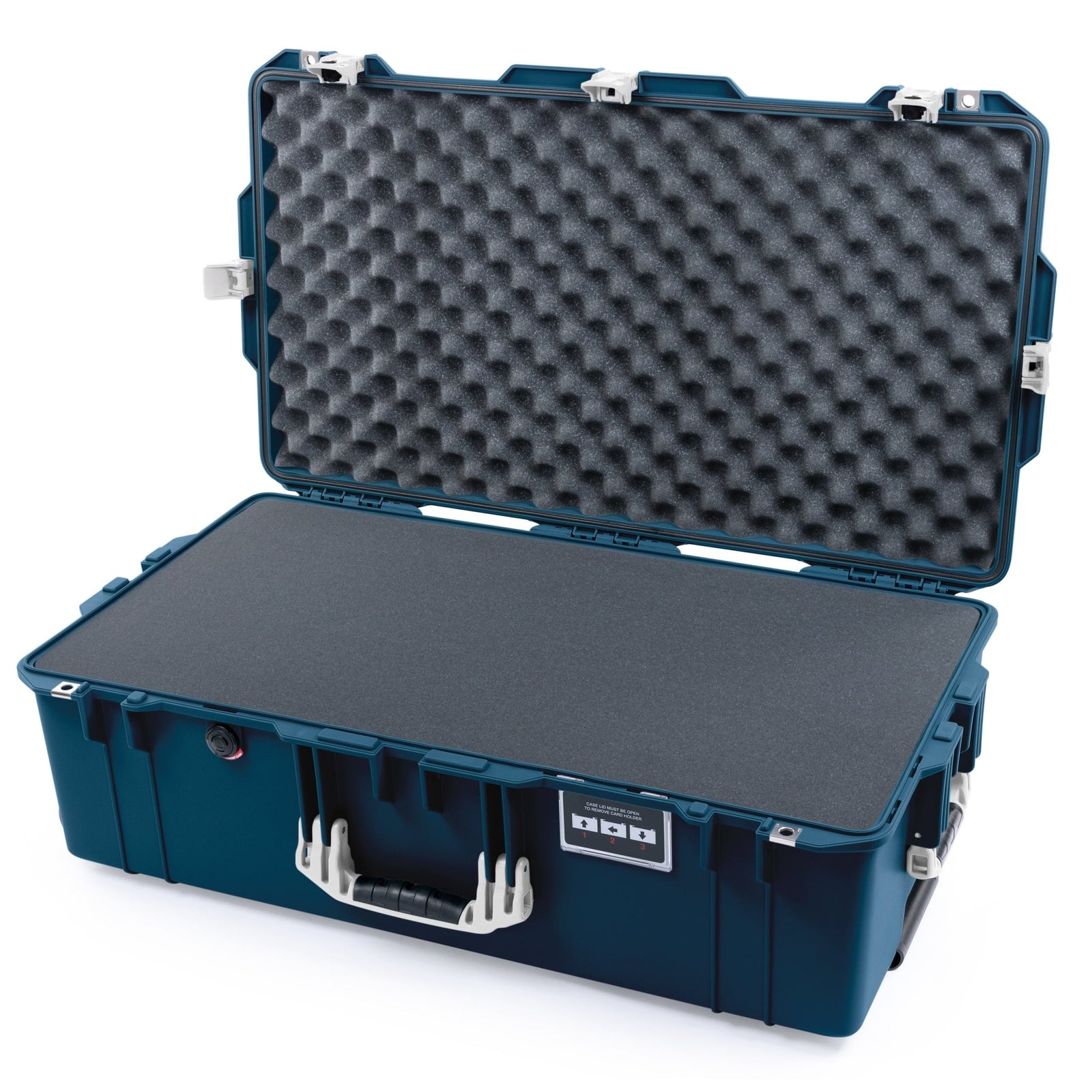 Pelican 1615 Air Case - Deep Pacific & White TSA Latches - Pick & Pluck Foam / Convoluted Lid Foam