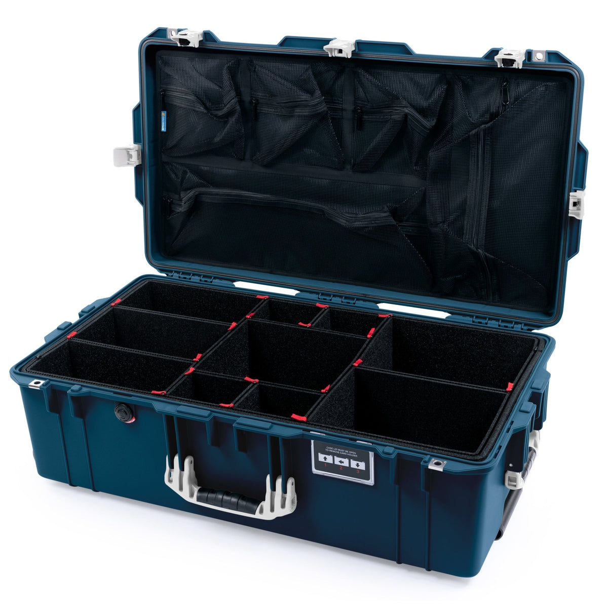 Pelican 1615 Air Case - Deep Pacific & White TSA Latches - TrekPak Divider System / Mesh Lid Organizer