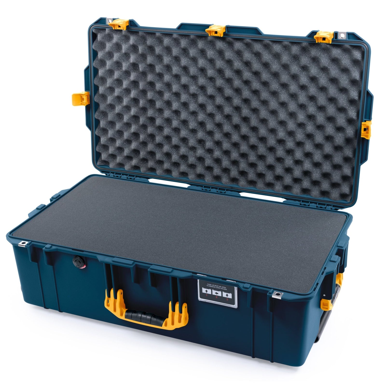 Pelican 1615 Air Case - Deep Pacific & Yellow Trolley - Pick & Pluck Foam / Convoluted Lid Foam