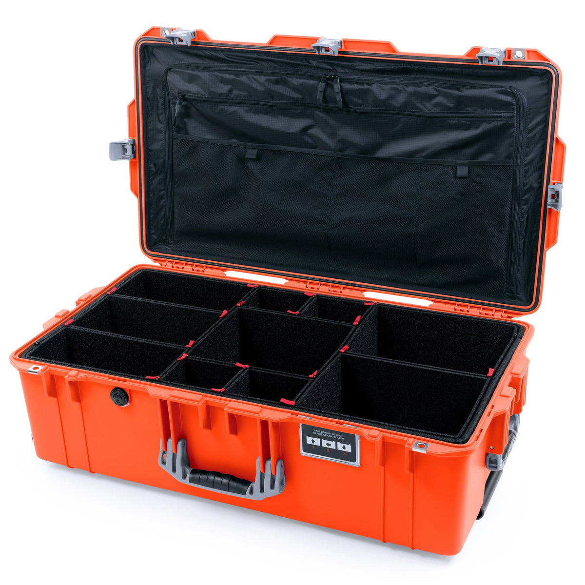 Pelican 1615 Air Case - Orange &amp; Silver TrekPak Divider System / TRVL Lid Organizer ColorCase 016150-0320-150-181
