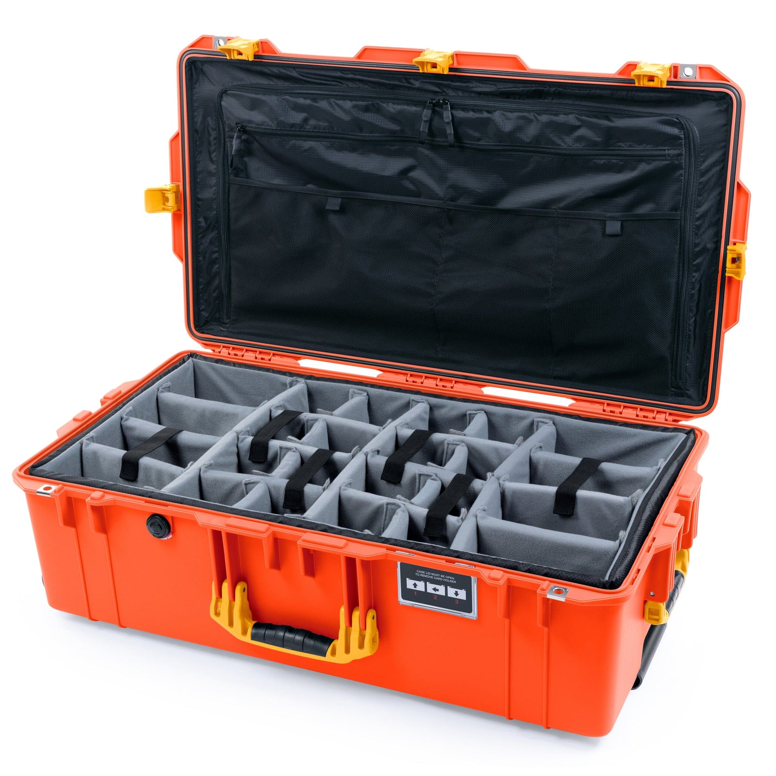 Pelican 1615 Air Case - Orange & Yellow Padded Microfiber Dividers / TRVL Lid Organizer ColorCase 016150-0370-150-241