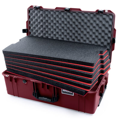 Pelican 1615 Air Case - Oxblood & Black TSA Latches Custom Tool Kit (6 Foam Inserts with Convoluted Lid Foam) ColorCase 016150-0060-510-L10