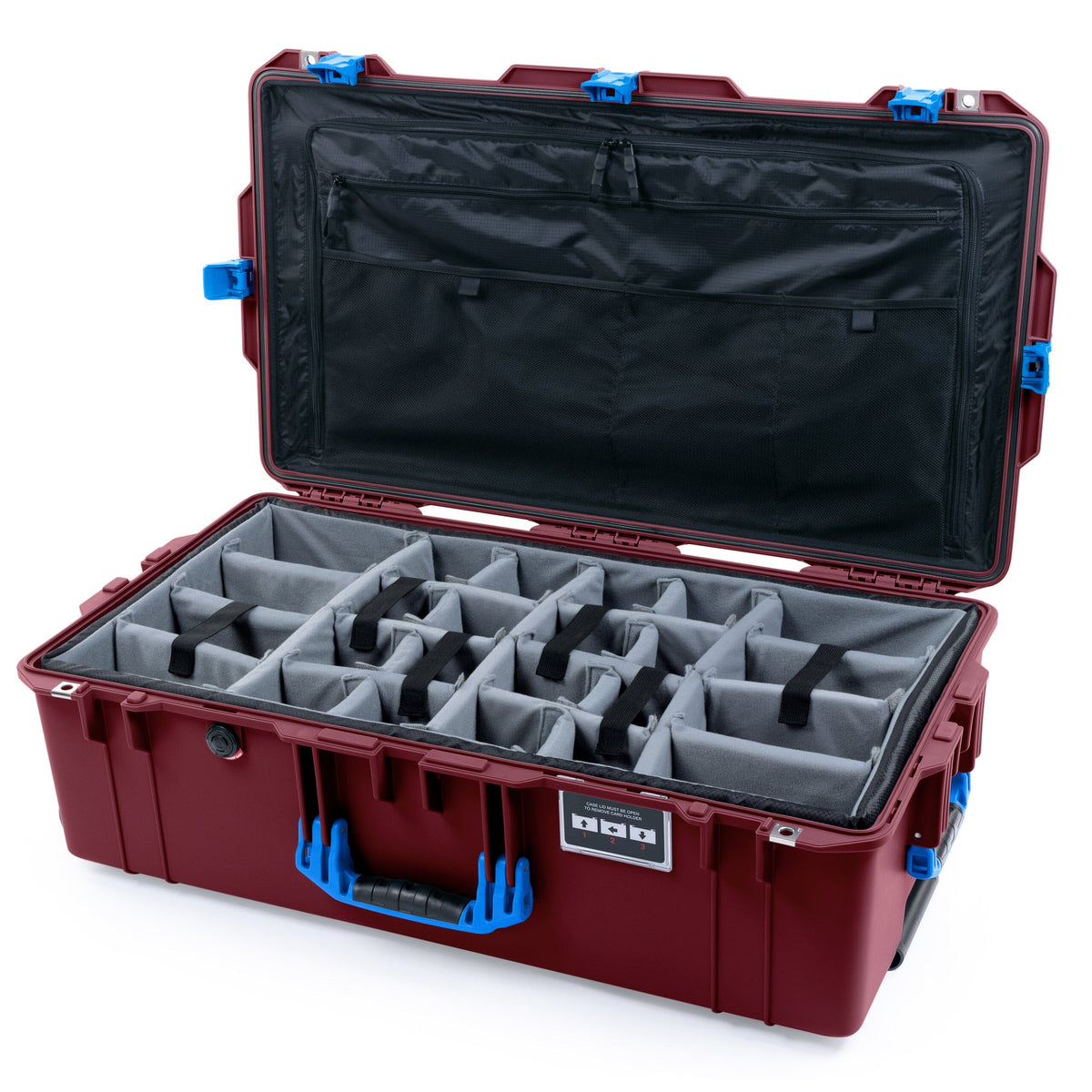 Pelican 1615 Air Case - Oxblood &amp; Blue Padded Microfiber Dividers / TRVL Lid Organizer ColorCase 016150-0370-510-121