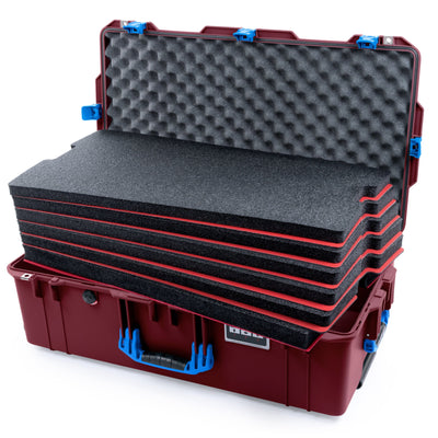 Pelican 1615 Air Case - Oxblood & Blue Custom Tool Kit (6 Foam Inserts with Convoluted Lid Foam) ColorCase 016150-0060-510-121