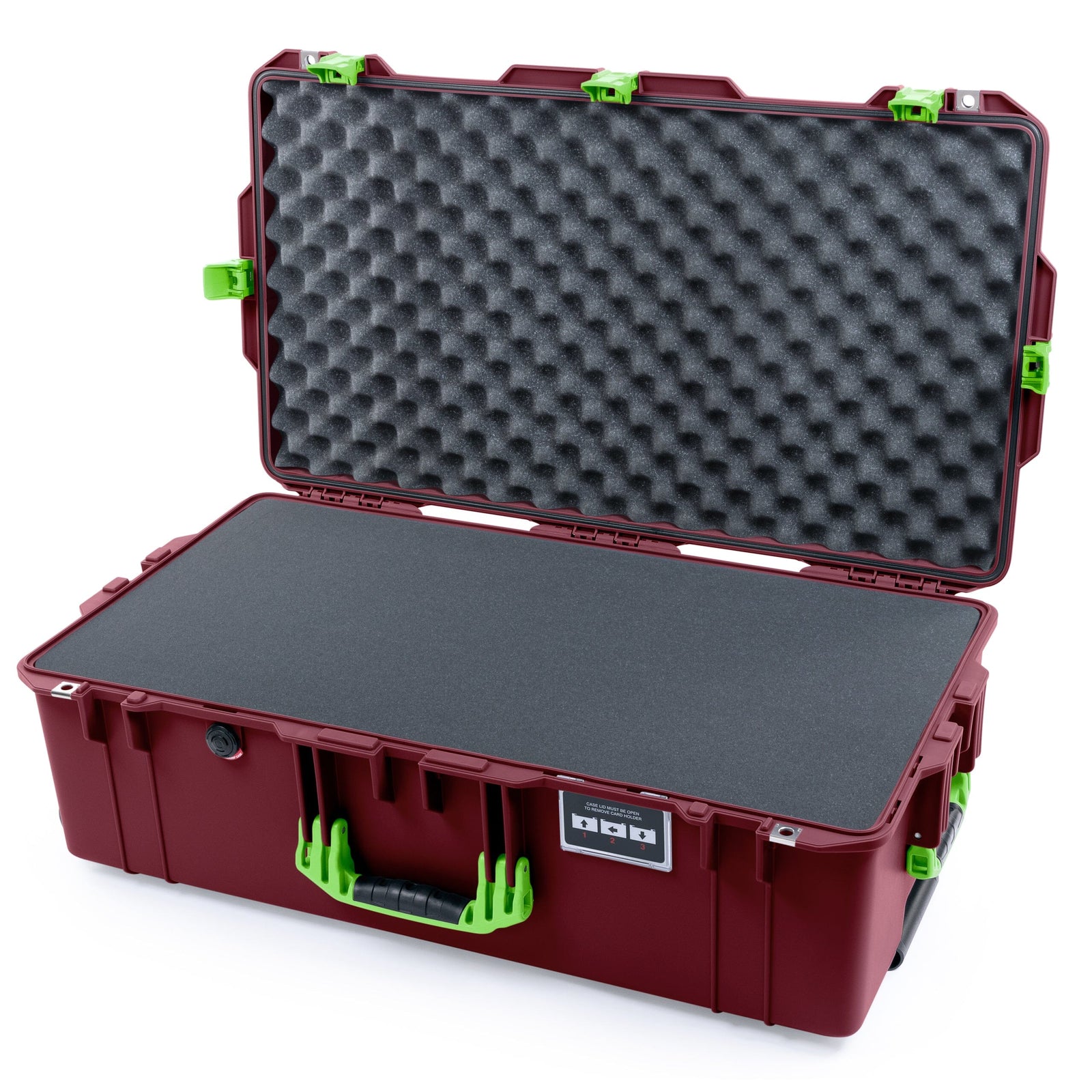 Pelican 1615 Air Case - Oxblood & Lime Green Pick & Pluck Foam with Convoluted Lid Foam ColorCase 016150-0001-510-301