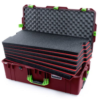 Pelican 1615 Air Case - Oxblood & Lime Green Custom Tool Kit (6 Foam Inserts with Convoluted Lid Foam) ColorCase 016150-0060-510-301