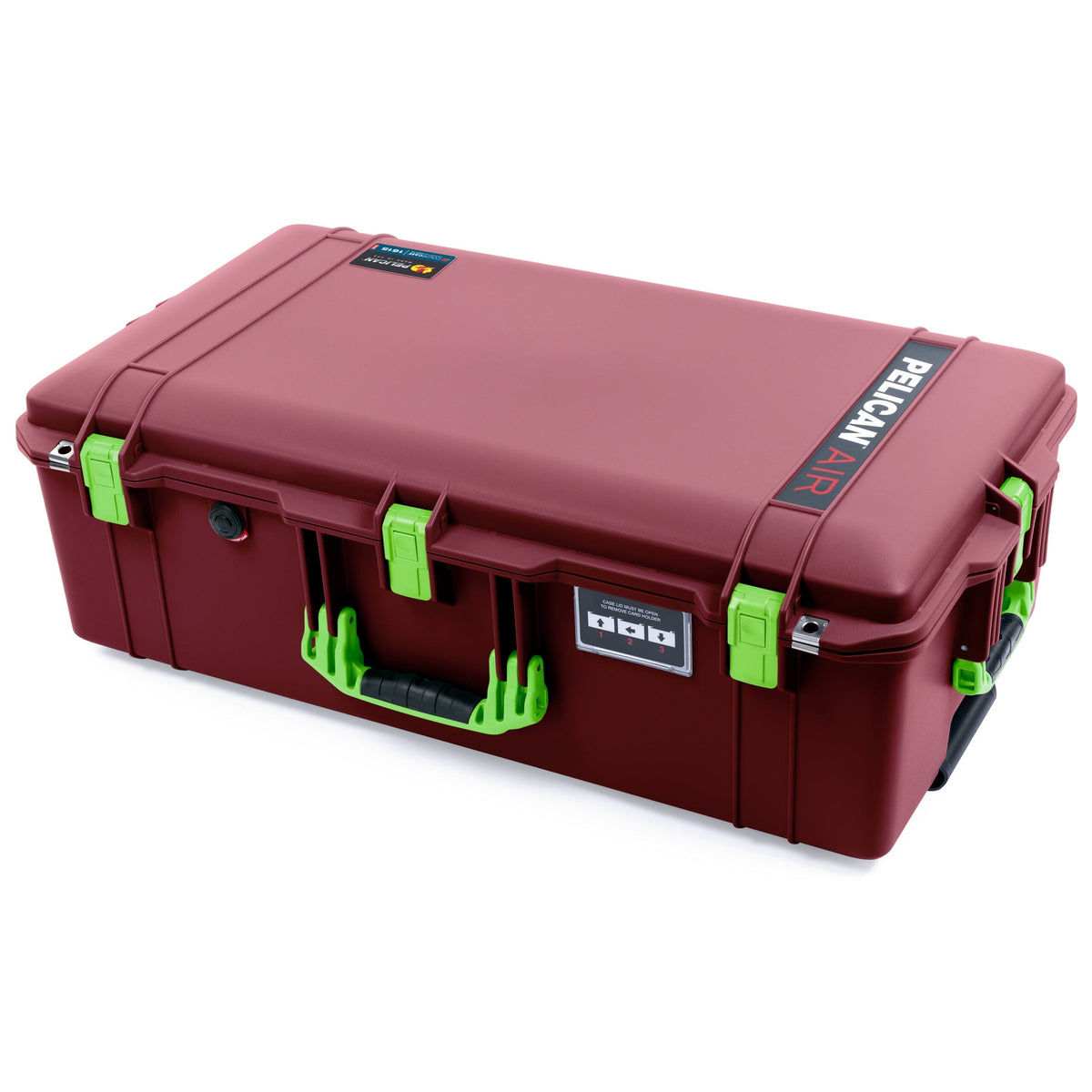 Pelican 1615 Air Case - Oxblood &amp; Lime Green Trolley None (Case Only) ColorCase 016150-0000-510-301-300