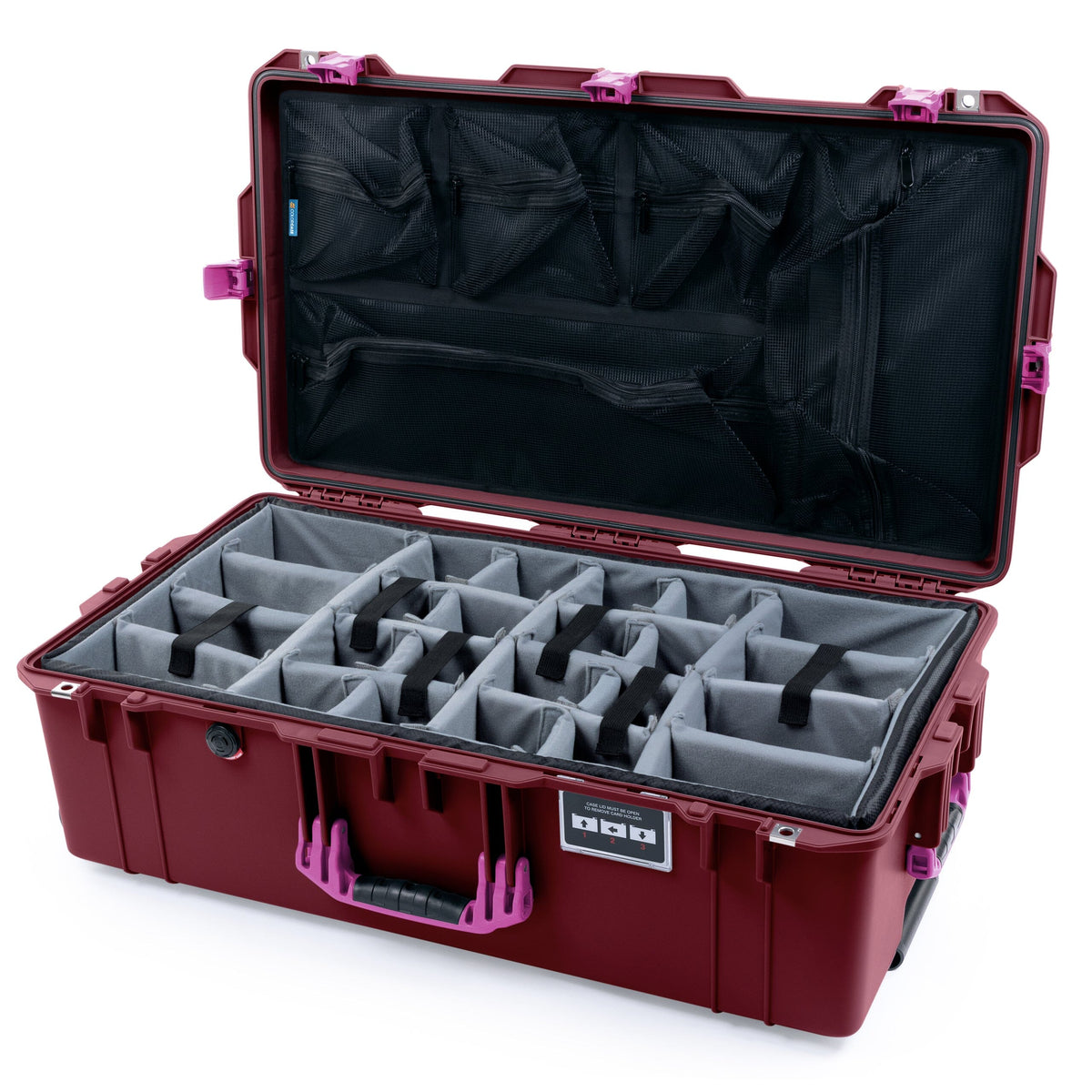 Pelican 1615 Air Case - Oxblood &amp; Magenta Gray Padded Microfiber Dividers with Mesh Lid Organizer ColorCase 016150-0170-510-401