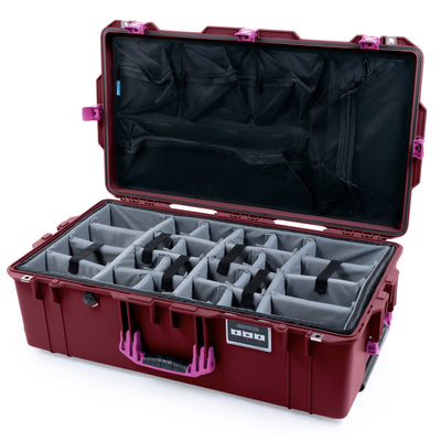 Pelican 1615 Air Case - Oxblood & Magenta Trolley Gray Padded Microfiber Dividers with Mesh Lid Organizer ColorCase 016150-0170-510-401-400