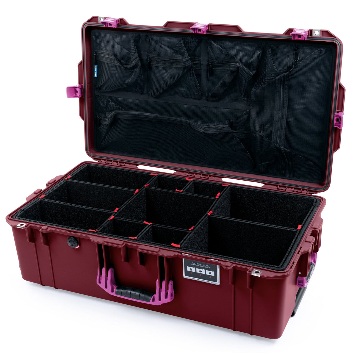 Pelican 1615 Air Case - Oxblood &amp; Magenta Trolley TrekPak Divider System with Mesh Lid Organizer ColorCase 016150-0120-510-401-400