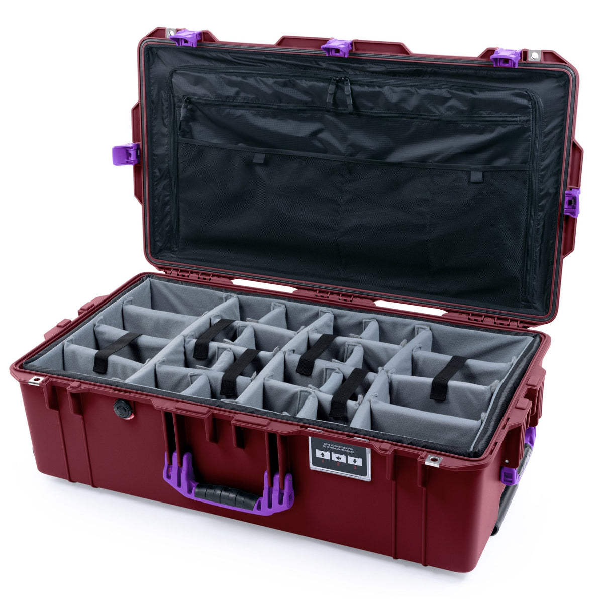 Pelican 1615 Air Case - Oxblood & Purple - Padded Microfiber Dividers / TRVL Lid Organizer