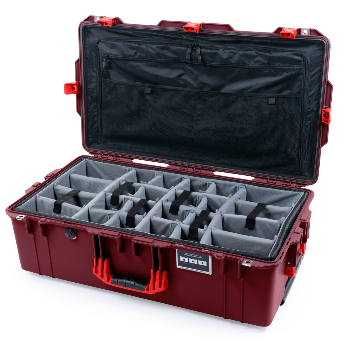 Pelican 1615 Air Case - Oxblood &amp; Red Padded Microfiber Dividers / TRVL Lid Organizer ColorCase 016150-0370-510-321